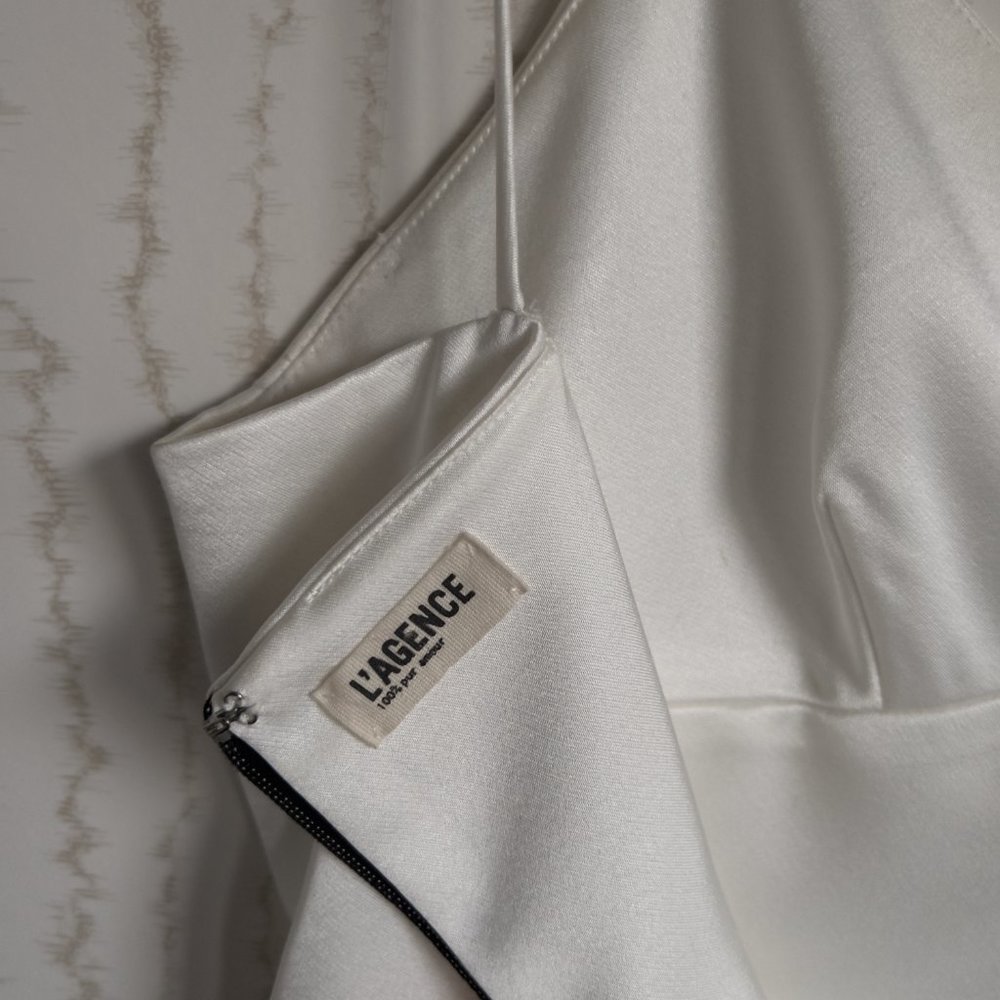 L'AGENCE White/Pearl Satin Bustier Top Size 6 - Picture 4 of 5